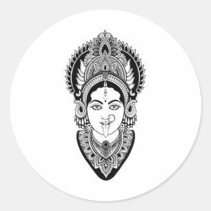 Adesivo Redondo Camiseta Kali Deusa Índia Hindu Ioga