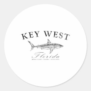 Adesivo Redondo Camiseta Key West Shark para pesca, passeios de ba