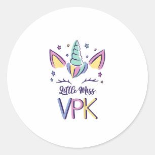 Adesivo Redondo Camiseta Kids VPK Girl First Day Little Miss VPK