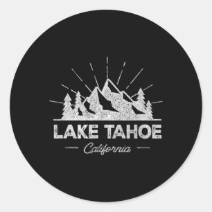 Adesivo Redondo Camiseta Lake Tahoe California Ca Vintage Hiking R