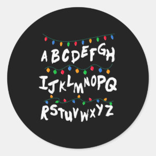 Adesivo Redondo Camiseta Letras Luzes de Natal Presente Gif