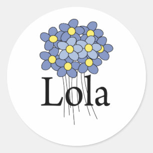 Adesivo Redondo Camiseta Lola Flor Azul Bonita