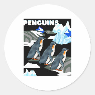 Adesivo Redondo Camiseta Masculina Pinguim Antártico Iceberg Perso