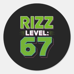 Adesivo Redondo Camiseta Meme Nível Rizz 67 Tendência Juvenil Seis