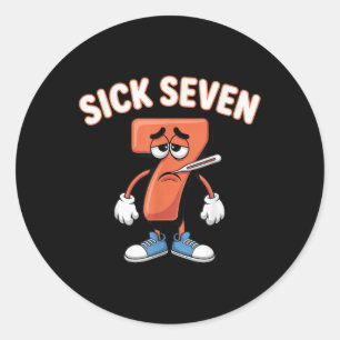 Adesivo Redondo Camiseta Meme Sick Seven Seis Sete Palavra Diverti