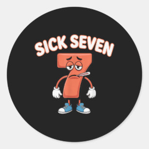Adesivo Redondo Camiseta Meme Sick Seven Six Seven Brincadeira Div