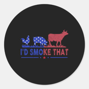Adesivo Redondo Camiseta Mens 4 De Julho Eu Fumaria Esse Bbq Bande