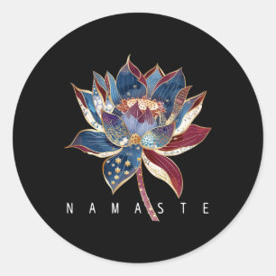 Adesivo Redondo Camiseta Namaste Flor de Lótus Budismo Zen Iogue B
