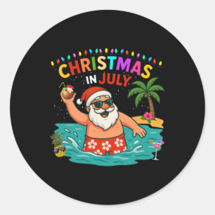 Adesivo Redondo Camiseta Natal Em Julho Meninos Santa Coco Su