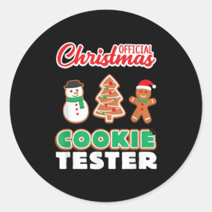 Adesivo Redondo Camiseta Oficial de Provador de Biscoito de Natal 