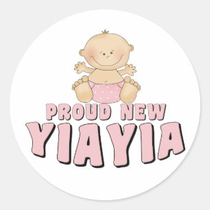 Adesivo Redondo Camiseta Orgulhosa Nova YiaYia