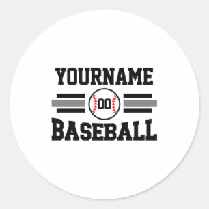 Adesivo Redondo Camiseta Personalizada de Beisebol Retro Nome do J