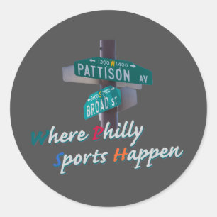 Adesivo Redondo Camiseta Philly Sports Happen Broad e Pattison