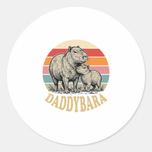 Adesivo Redondo Camiseta Pôlder Capivara Pai Pôr do Sol Vintage_1