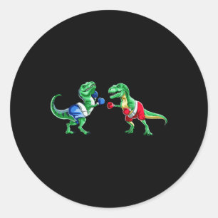 Adesivo Redondo Camiseta Presente Luvas de Boxe de Dinossauro para