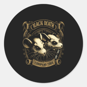 Adesivo Redondo Camiseta Preta Morte Tour Europeu História Gótico