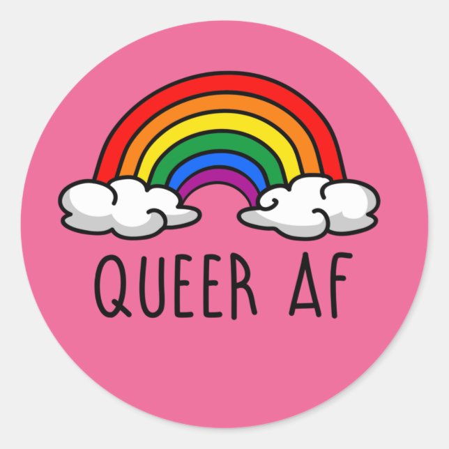 Adesivo Redondo Camiseta QUEER AF (Frente)