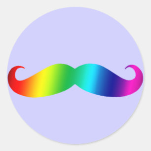 Adesivo Redondo Camiseta Rainbow Mustache
