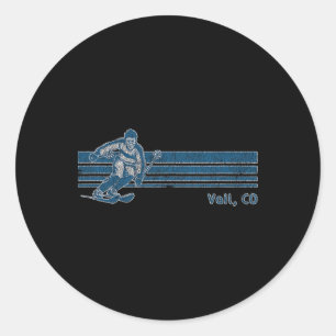 Adesivo Redondo Camiseta Retro Colorado Vintage Vail Skiing