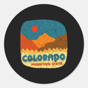 Adesivo Redondo Camiseta Retro das Montanhas Rochosas do Estado do