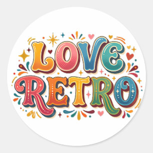 Adesivo Redondo Camiseta Retro Love Vintage Heart & Groovy Estétic