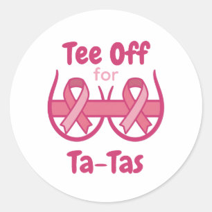 Adesivo Redondo Camiseta Rosa de Conscientização do Câncer Ta-Tas