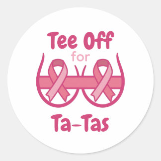 Adesivo Redondo Camiseta Rosa de Conscientização do Câncer Ta-Tas