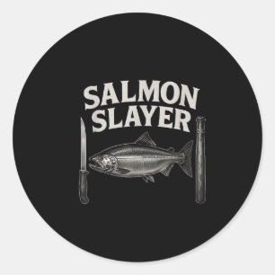 Adesivo Redondo Camiseta Salmon Slayer Steelhead e Pesca de Salmão