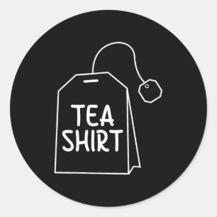 Adesivo Redondo Camiseta Saquinho de Chá Design Divertido Humor