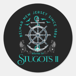 Adesivo Redondo Camiseta Sarcástica Âncora Stugots Belmar Nj Envel