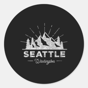 Adesivo Redondo Camiseta Seattle Washington Wa Vintage Caminhada R