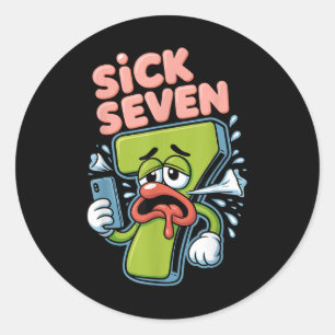 Adesivo Redondo Camiseta Sick Seven Meme Seis Sete Jogo de Palavra