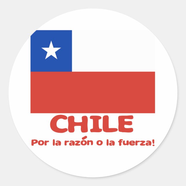 Adesivo Redondo Camiseta Sinalizador Chile com Motto Chileno (Frente)