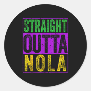 Adesivo Redondo Camiseta Straight Outta Nola Engraçada Nova Orlean