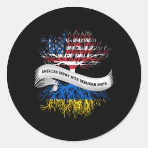 Adesivo Redondo Camiseta Ucrânia Raízes Ucranianas Cultivada Ameri