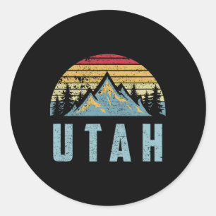 Adesivo Redondo Camiseta Utah - Montanhas Vintage Retrô Natureza C