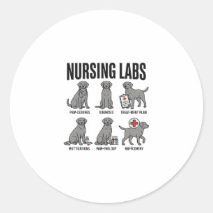 Adesivo Redondo Camiseta Vetorial de Desenho de Pun Médico de Cães