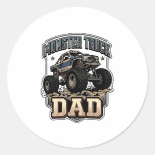 Adesivo Redondo Camiseta Vetorial Vintage de Pai de Caminhão Monst