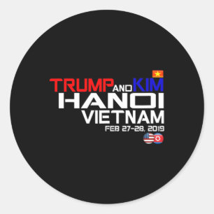 Adesivo Redondo Camiseta Vietnam Suummit Kim e Trump