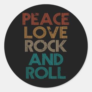 Adesivo Redondo Camiseta Vintage Band Rock Conce Peace Love Rock N