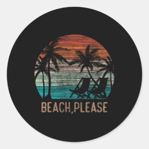 Adesivo Redondo Camiseta Vintage Beach Please Summer Time Vacation