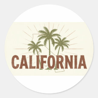Adesivo Redondo Camiseta Vintage California | Estampa Retro de Pal