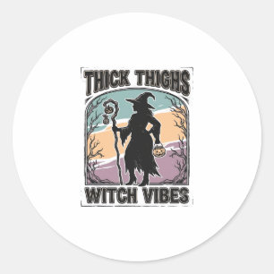 Adesivo Redondo Camiseta Vintage de Halloween de Vibrações de Brux
