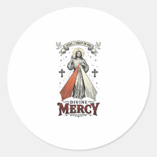 Adesivo Redondo Camiseta Vintage Divina Misericórdia Jesus Eu Conf