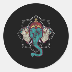 Adesivo Redondo Camiseta Vintage Lord Ganesha Hinduísmo Hinduísmo