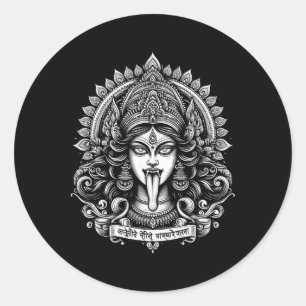 Adesivo Redondo Camiseta Yoga Divina Deusa Kali - Deusa Hindu Espi