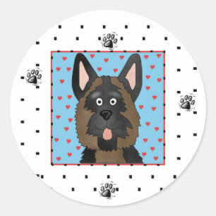 Adesivo Redondo Camisetas de cães german shepherd e presentes
