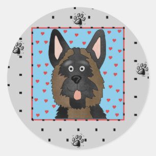 Adesivo Redondo Camisetas de cães german shepherd e presentes