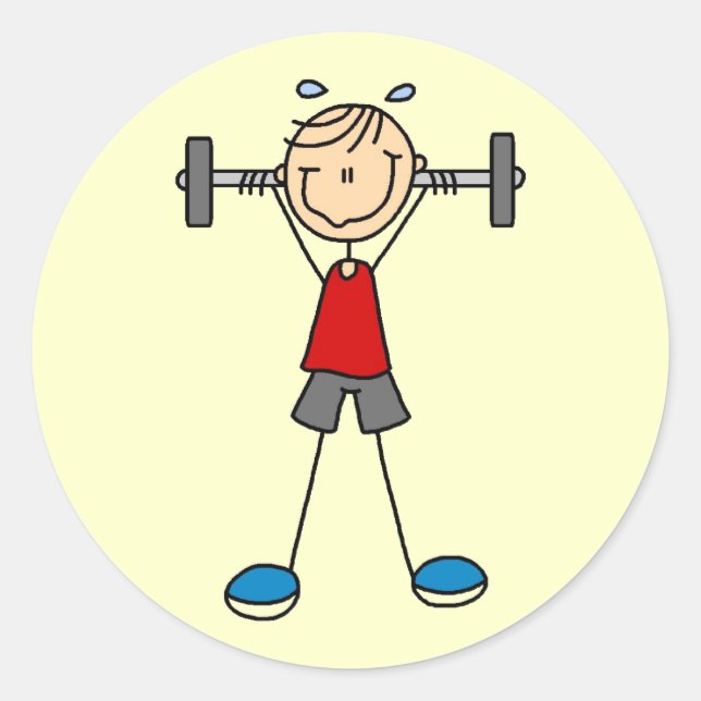 Adesivo Redondo Camisetas de elevação de peso e presentes (Frente)