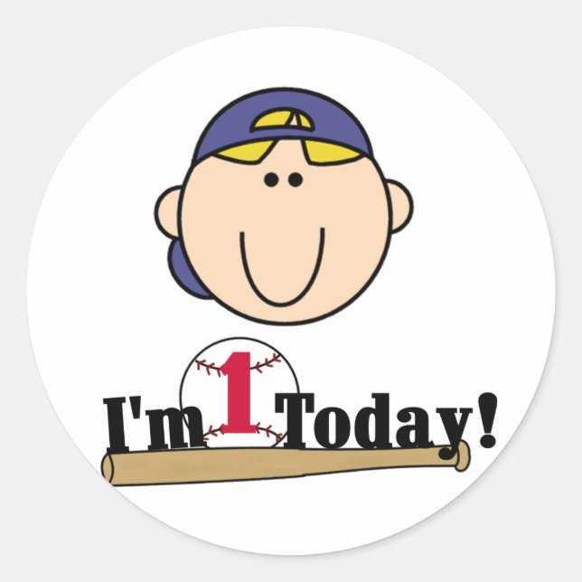 Adesivo Redondo Camisetas de primeiro aniversario de Baseball Blon (Frente)